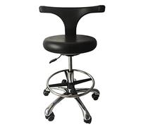 IMGASDCSD Tabouret Roulant, Tabouret de Spa réglable, Tabour Dental Rolling Stool with Backrest Adjustable Height 48-65 cm 360 Degree Swivel PU Leather Multicolor(Black)