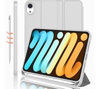 iMieet Coque pour iPad Mini6 8,3" 2021 (6e génération) avec Porte-Crayon [Prend en Charge Le Chargement/Paire de Stylets iPad 2ème], Support à Trois Volets avec Dos en TPU Souple, Veille/réveil