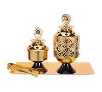 IMIKEYA 1 brûleur d' Arabe - Porte- Bakhoor doré pour Les fêtes du Moyen-Orient - Plateau/Pot à de Style Arabe Vintage pour la décoration d'aromathérapie Lors des célébrations islamiques