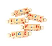 IMIKEYA 1 Ensemble Cube Bois Apprentissage Éducatif pour Reconnaissance des Mots et Puzzle pour Activités Montessori