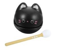 IMIKEYA 1 Ensemble Relaxant de Bureau Jouets Chat Jouer Instrument de Bloc de Temple d'instrument à Percussion Adorable de Bloc de Temple en Bois Black