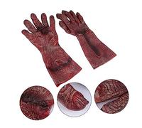 IMIKEYA 1 Paire en vinyle du diable de sang de zombie noir costumes horrible décorations squelette Halloween effrayant les accessoires de zombies de mascarade rouge