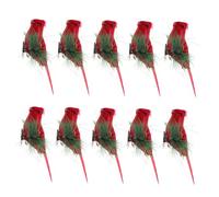 IMIKEYA 10pièces Ornements De Cardinaux Rouges Mousse Simulée Clips Oiseaux pour Jardin Décorations Miniatures pour Sapin De Noël Ou Intérieur