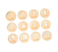 IMIKEYA 12 Pièces Cartes Étapes Garçon Fille Bois Naturel Cartes Anniversaire Garçon Fille Ajourées Décorations Photo