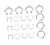 IMIKEYA 19 pièces Faux Anneaux de Nez sans Piercing Bijoux de Mode pour Femmes de Nez Élégants Acier