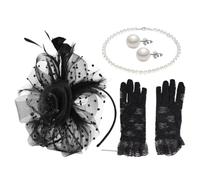 IMIKEYA 1Ensemble Chapeau Fascinateur avec Voile Collier et Boucles Oreilles pour Femmes Accessoires Élégants pour Tea Party et Événements Spéciaux