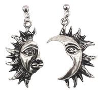 IMIKEYA 1paire Écouteurs Solaire Lune Asymétriques Écouteurs Gothiques Pendantes Boucles Oreilles Femme Fantaisie pour Fêtes Occasions Spéciales
