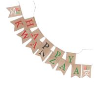 IMIKEYA 1Pc Kwanzaa Ornements Suspendus Décor Rétro Bleu Toile De Jute Bannière Bébé Festival Joyeux Noir Décoration Drapeau Extérieur Jute Suspendu Bannière Fête Guirlandes