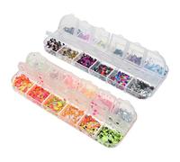 IMIKEYA 2 Boîtes de Paillettes Métalliques pour Ongles 12 Compartiments Sequins pour Manucure Autocollants pour Nail Art Décoration Brillante pour Usage Professionnel et Maison