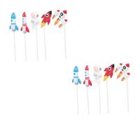 IMIKEYA 2 Ensembles Ornements De Gâteau Anniversaire Résine Figurines Astronaute Fusées Pour Décoration De Gâteau 4 Pièces * 2