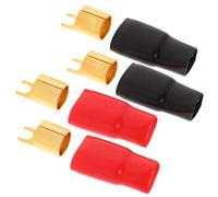 IMIKEYA 2 Paires Bornes à Fourche 0ga en Cuivre Rouge et Noir pour Câble | Protection Anticorrosion, Contact Électrique, Plus Sûr Fils Nus, pour Fil de Puissance et Masse