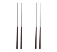 IMIKEYA 2 paires de baguettes de cuisine en métal : résistantes à la chaleur et anti-brûlures avec manche en bois - Baguettes de 40 cm de long pour les plats mijotés et la friture professionnelle