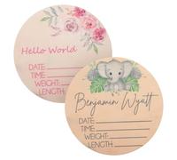 IMIKEYA 2 Panneaux du Nom de Bébé en Bois, Ronds, Lot de 2, Résistants la Déformation la Décoloration, pour Décoration Berceau et Photos de Nouveau-né
