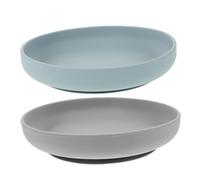 IMIKEYA 2 pièces Assiette Ventouse Silicone Antidérapante Plateau Stable Renversement pour Personnes Âgées et Handicapées Sécurisée pour Repas Autonomes à Design Débordement Couleurs Gris