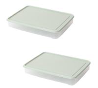 IMIKEYA 2 Pièces Boîte de Rangement pour Œufs Empilable 24 Compartiments Couvercle, Plastique Vert, Grosse Capacité, 1 Œuf par Compartiment, pour Réfrigérateur, la Cuisine, Réutilisable