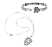 IMIKEYA 2 pièces Bracelet Couple avec Pendentif Serrure Argentée Bijoux de Saint Valentin pour Amoureux Accessoire Durable et Confortable Design Unique et