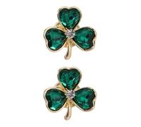 IMIKEYA 2 Pièces Broche Trèfle Élégante en Alliage et Verre, Épingle | Style Chic pour Occasions Formelles ou Décontractées, Motif Shamrock, Finition Vert Paon, pour Proches