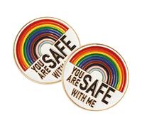 IMIKEYA 2 pièces Broches Émail Décoratives Badge Fierté Arc Ciel You Are Safe With Me Épingles pour Vêtements et Sacs