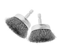 IMIKEYA 2 pièces Brosse métallique pour perceuse, acier au carbone, manche hexagonal en bois, pour dérouillage et polissage des surfaces métalliques, usage domestique et industriel