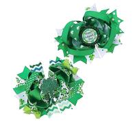 IMIKEYA 2 Pièces Épingle à Cheveux Trèfle à Quatre Feuilles Faire La Fête Agrafe Fournitures De Jour De Patrick Filles Clips Vert Pince Trèfle Arcs De Cheveux De Bébé Polyester