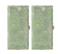 IMIKEYA 2 Pièces Étui à Anches de Hautbois en Bois Solide Couverture en Soie Verte, Léger, Fermeture à Clapet, pour Rangement et Transport Lors de Voyages