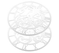 IMIKEYA 2 Pièces Horloge Murale Miroir Ronde Acrylique avec Chiffres Romains et Décor Cerf Argenté Autocollants Muraux Décoratifs pour Salon Chambre Bureau Lumineuse Douce et Installation