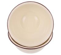 IMIKEYA 2 pièces Lot de Bols Émaillés Vintage Sans Couvercle Bols Multi-usage pour Cuisine Profond Émail Blanc Cassé Résistant et Capacité Spacieuse pour Soupe et Cuisson
