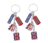 IMIKEYA 2 pièces Lot de Porte Clés Souvenirs Britanniques Miniatures Design Bus et Cabine Téléphonique Accessoires Sacs à Main et Décoration de Fête