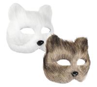 IMIKEYA 2 Pièces Masque Animal Renard Léger en Coton Pelucheux, Facile à Modifier, pour Représentation Scénique et Fêtes à Thème, Style Chic pour Hommes et Femmes