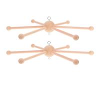 IMIKEYA 2 Pièces Mobile Décoratif en Bois Marron pour Chambre Bébé Six Bras et Cloches Individuelles, Style Japonerie Moderne, Sensible aux Brises Légères, pour Balcon ou Chambre D'garçon