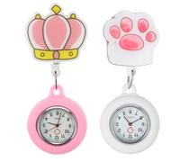 IMIKEYA 2 Pièces Montre de Poche Infirmière Lumineuse à Clip en Quartz Blanc Aiguilles Phosphorescentes, Design Simple et Fonctionnelle pour Surveillance Médicale Professionnelle