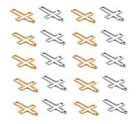 IMIKEYA 20 Pièces Mini Jesus Cross Pendant Acier Inoxydable Charm Crucifix Creux Résistant pour Bracelet Porte-clés Collier Bijoux Unisexes de Foi