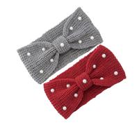 IMIKEYA 2pièces Bandeau Cache-oreilles Pour Femmes Avec Nœud Et Perles Chaud Et Confortable Pour Hiver Activités De Plein Air