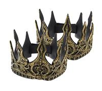 IMIKEYA 2pièces Couronne Médiévale Pu Dorée Pour Homme Bandeau Ajustable Pour Costume Et Cosplay Lot De Couronnes Pour Fête Halloween Et Épiphanie