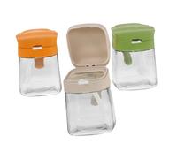IMIKEYA 3 pièces Boîtes à Épices Verre avec Couvercles Rabattables Hermétiques Récipients Transparents pour Assaisonnements Conservation Fraîcheur Rangement Cuisine Pratique