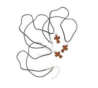 IMIKEYA 3 Pièces Collier Pendentif Croix Bois de Mini Croix Légères avec Chaîne Réglable pour Femme Homme et Adolescent Accessoire de Bricolage Au Charme Vintage