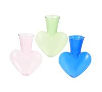 IMIKEYA 3 Pièces Vase Verre Transparent Forme de Coeur de Vases Hydroponiques Colorés pour Décoration Intérieure pour Arrangements Floraux et Plantes Hydroponie Accessoire de Bureau Maison