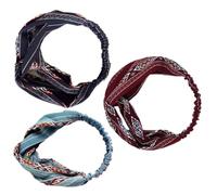 IMIKEYA 3pcs Bandeaux Larges Élastiques en Tissu Bohémiens Légers pour Femmes, Accessoires de Cheveux Mode et Sport pour Fêtes
