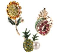 IMIKEYA 3pièces Broches de Fruits Métal Ornées de Motifs Ananas Pastèque pour Châles Écharpes et Veste