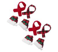 IMIKEYA 4 Ensembles Housses de Bouteille de Noël Forme de Bonnet de Père Noël Mini-Chapeaux Décoratifs à Carreaux pour Bouteilles de Vin Accessoires Festifs pour Fêtes