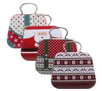 IMIKEYA 4 Pièces Boîtes de Noël Coffrets Cadeaux Garçon Fille Boîtes à Bonbons et Biscuits Festives avec Couvercles Rangement Déco Pratique pour Friandises et Petits Trésors