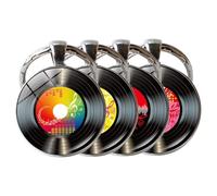 IMIKEYA 4 Pièces Pendentif disque en vinyle accessoires clé charme mignon Bricolage suspendu décor breloque pendentif de à main cotillons de musique Alliage de zinc