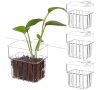 IMIKEYA 4 Pièces Pot de Fleurs Transparent et Plusieurs Trous Aquarium pour Aquarium en Acrylique Fixation à Vis pour Plantation Facile et Installation Stable