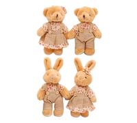 IMIKEYA 4 pièces Set de Pendentifs Porte Clés Peluche Couple Ours et Lapin Décorations pour Sac Accessoires Poupée Personnalisables
