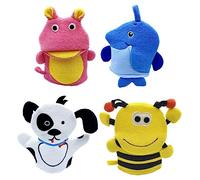 IMIKEYA 4pièces Gants De Bain Pour Garçon Fille Motifs Animaux Exfoliants Nettoyez Profondeur Et Profitez Un Bain Confortable