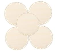IMIKEYA 5 Pièces Fond De Panier Rond En Bois Pour Crochet 16Cm - Base De À Crocheter 15Cm Diamètre - Accessoires Artisanaux Pour Tissage Et Bricolage