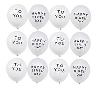 IMIKEYA 50 Pièces Ballons Latex Décoration Anniversaire Happy Birthday To You Ballons Blancs Imprimés pour Réunions Amis