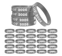 IMIKEYA 50 Pièces Bracelet de Remise de Diplômes Résistant à L'usure la Déformation en Silicone Argenté 2026 pour Fêtes de Fin D'année Scolaire et Célébrations