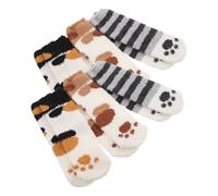 IMIKEYA 6 paires Chaussettes Polaires Épaisses pour Femmes Motif Pattes de Chat Chaussettes Mi-mollet Velours Corail Doux et Chaud Antidérapantes pour Maison Sommeil et Détente Lot