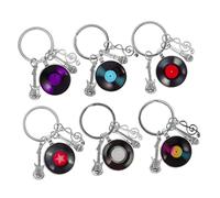 IMIKEYA 6 pièces Lot de Porte Clés Rétro Vinyle avec Pendentif Disque Accessoire Robuste pour Sac à Dos et Sac à Main pour Festivals et Sorties Musicales